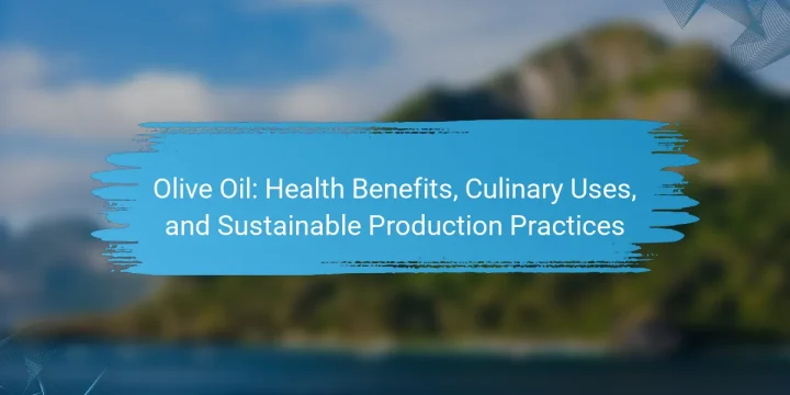 Olive Oil: Health Benefits, Culinary Uses, and Sustainable Production Practices