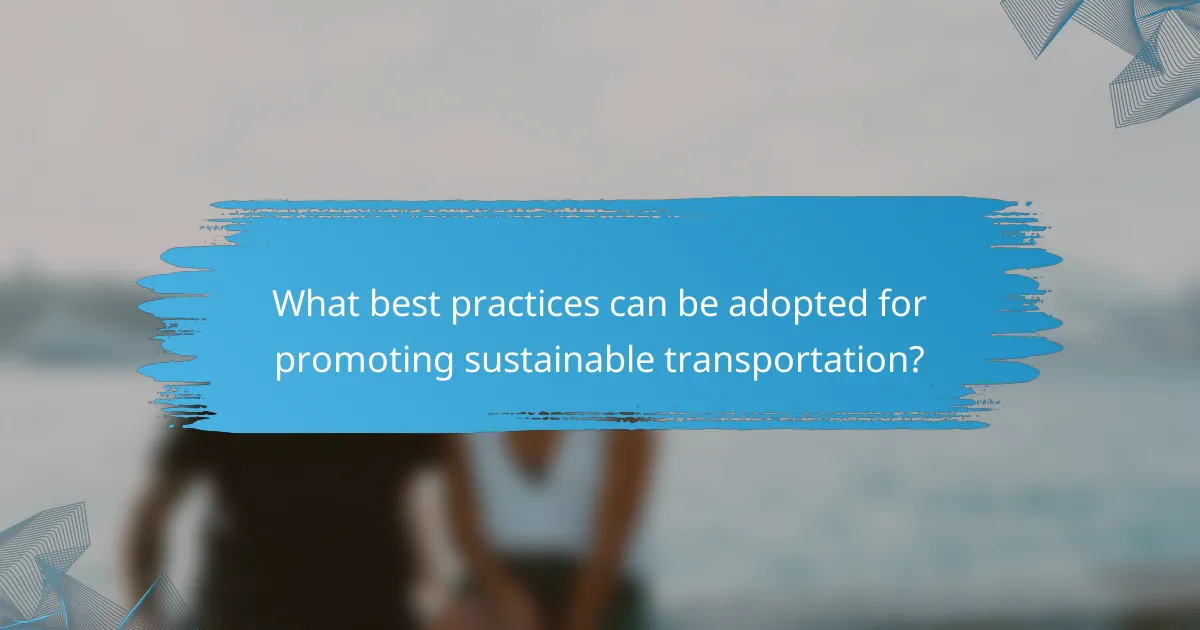 What best practices can be adopted for promoting sustainable transportation?