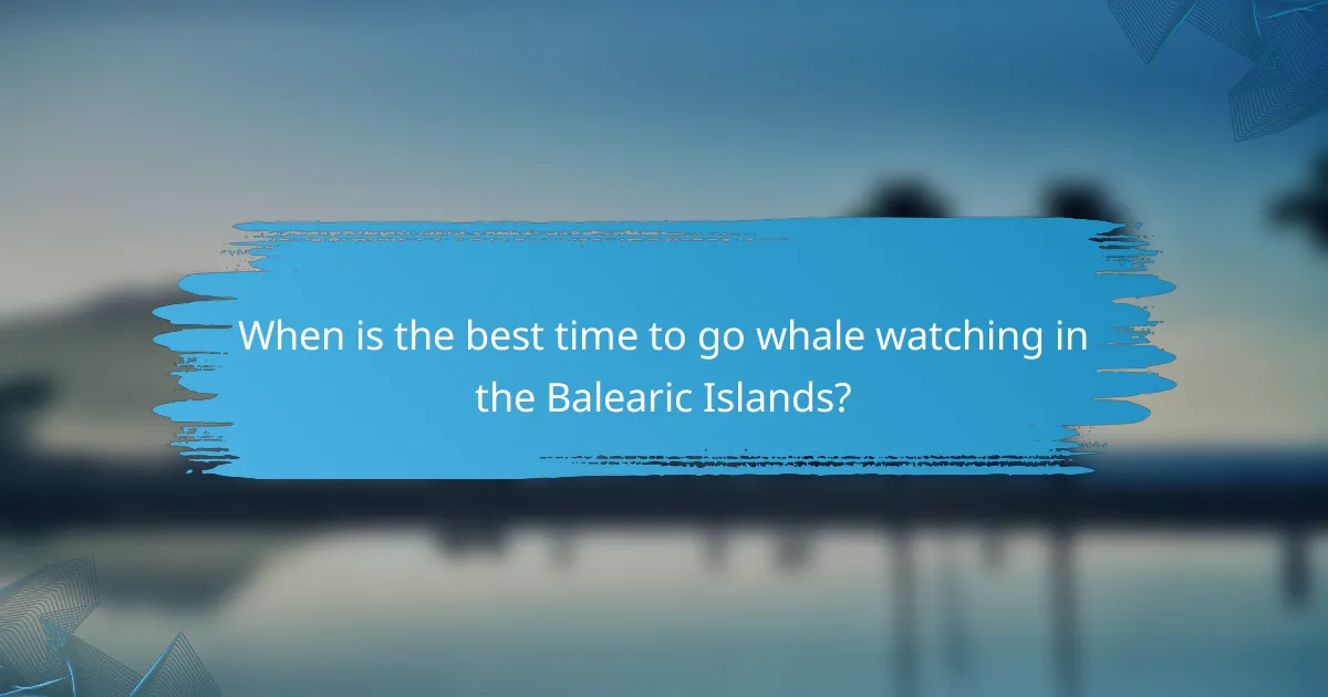 When is the best time to go whale watching in the Balearic Islands?